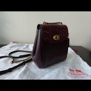 Coach Parker Convertible 16 Snake Skin Detail Burgundy Leather Backpack